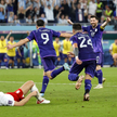 Argentyńczycy cieszą się po zdobyciu drugiej bramki w meczu z Polską PAP/EPA