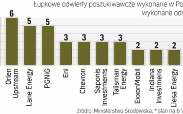 Dotychczas łupkowe odwierty przeprowadziło w Polsce 14 firm poszukiwawczo-wydobywczych.