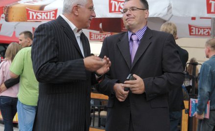 Prezydent Nowej Soli Wadim Tyszkiewicz w rozmowie z prezydentem Zielonej Góry Januszem Kubickim