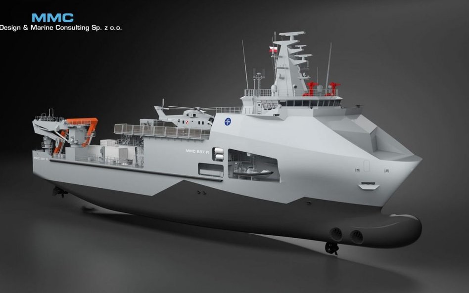 Wizja nowego okrętu ratowniczego dla Marynarki Wojennej. Fot./MMC Ship Design & Marine Consulting.