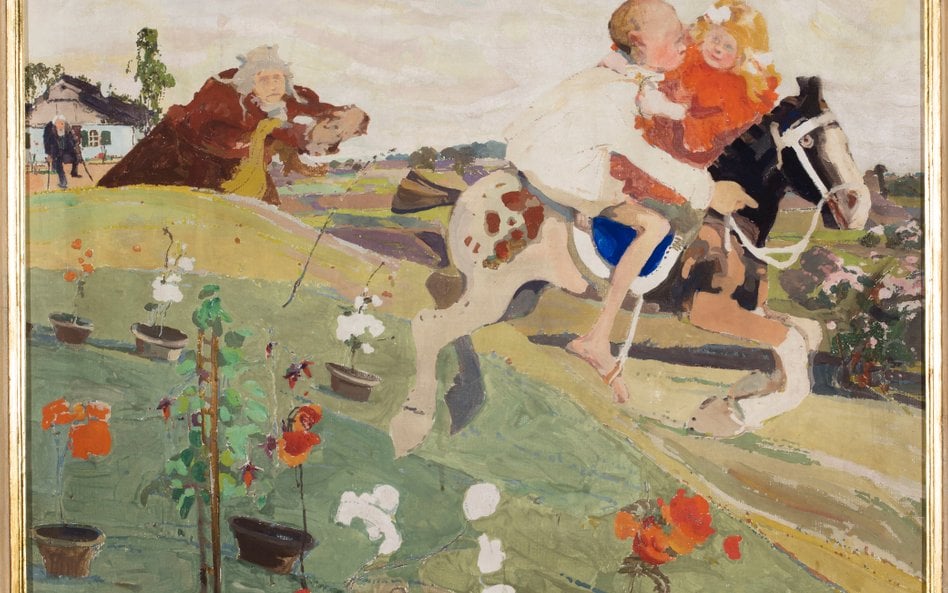 Witold Wojtkiewicz „Porwanie królewny” (Ucieczka), z cyklu „Z dziecięcych póz”, 1908