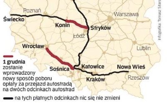 Autostrady z bramkami i bez (samochody osobowe i motocykle)