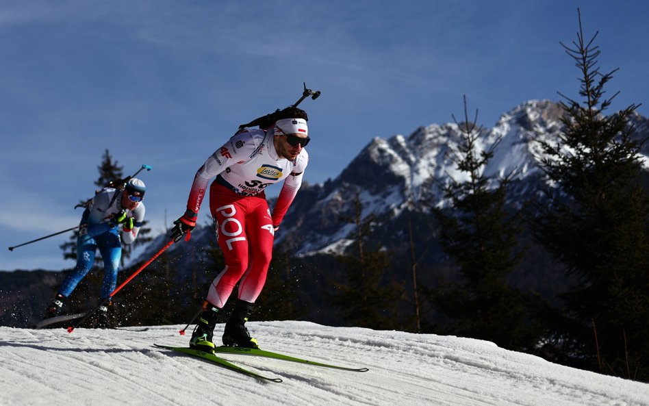 Jan Guńka podczas zawodów w Hochfilzen