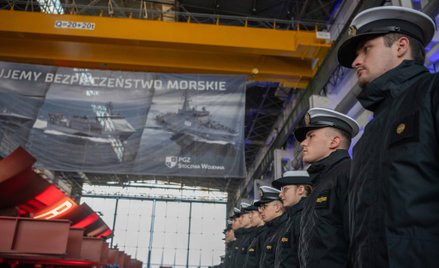 Uroczystość położenia stępki pod fregatę rakietową Burza w Stoczni Wojennej w Gdyni 18.12. 2025 r.