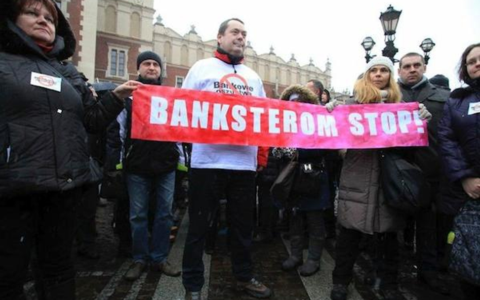 W styczniu w Krakowie odbył się protest ludzi, którzy zaciągnęli kredyty we frankach
