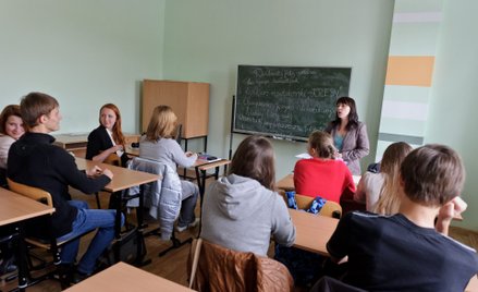 Zajęcia w szkole w Grodnie