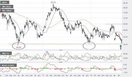 Notowania akcji chemicznej spółki dotarły ostatnio do długoterminowej bariery technicznej przy 50 zł