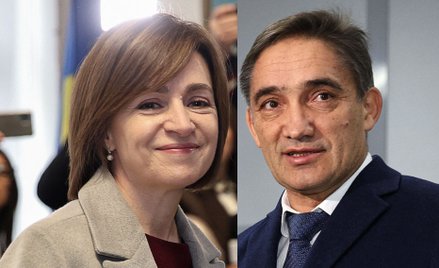 Prezydent Mołdawii Maia Sandu i kandydat na prezydenta Alexandr Stoianoglo