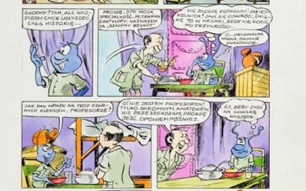 Szarlota Pawel, W pogoni za czarnym Kleksem, plansza komiksowa nr 49, z serii Jonka, Jonek i Kleks, 