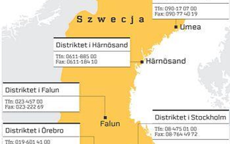 Kontakty do oddziałów szwedzkiej inspekcji pracy