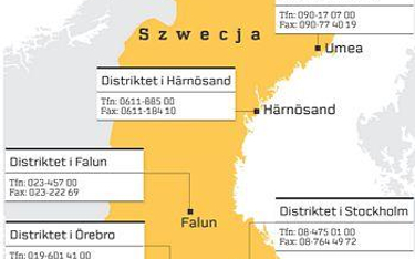 Kontakty do oddziałów szwedzkiej inspekcji pracy