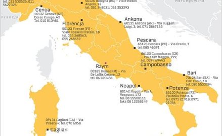 Adresy do niektórych regionalnych oddziałów włoskiej inspekcji pracy