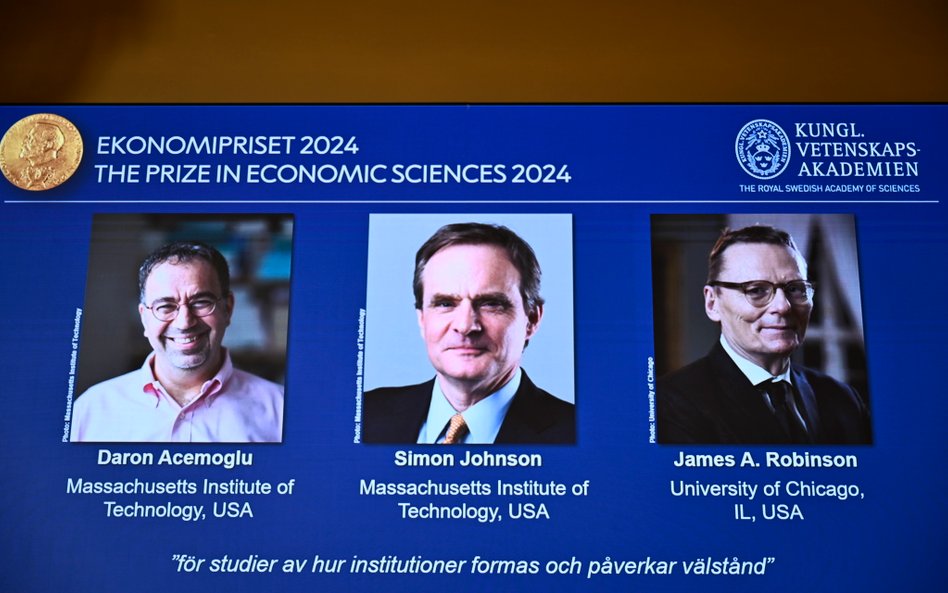 Daron Acemoglu, Simon Johnson i James A. Robinson zostali laureatami ekonomicznego Nobla w 2024 r. D