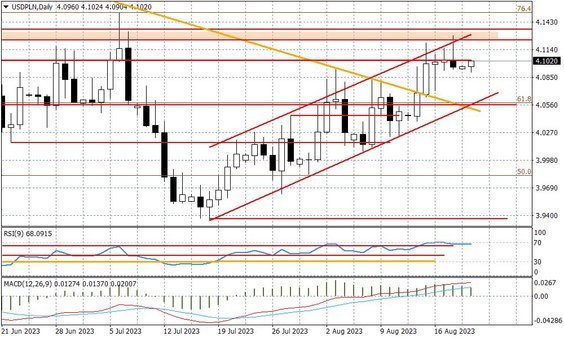 Wykres dzienny USDPLN