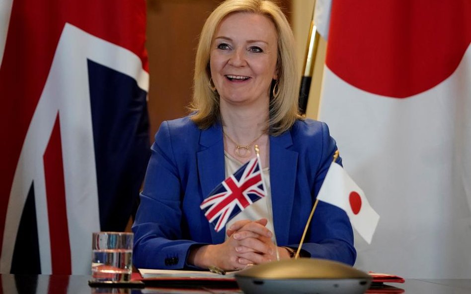 Brytyjska sekretarz ds. handlu Liz Truss podczas konferencji prasowej