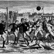 Rysunek przedstawiający mecz Anglia – Szkocja, około 1875 r.