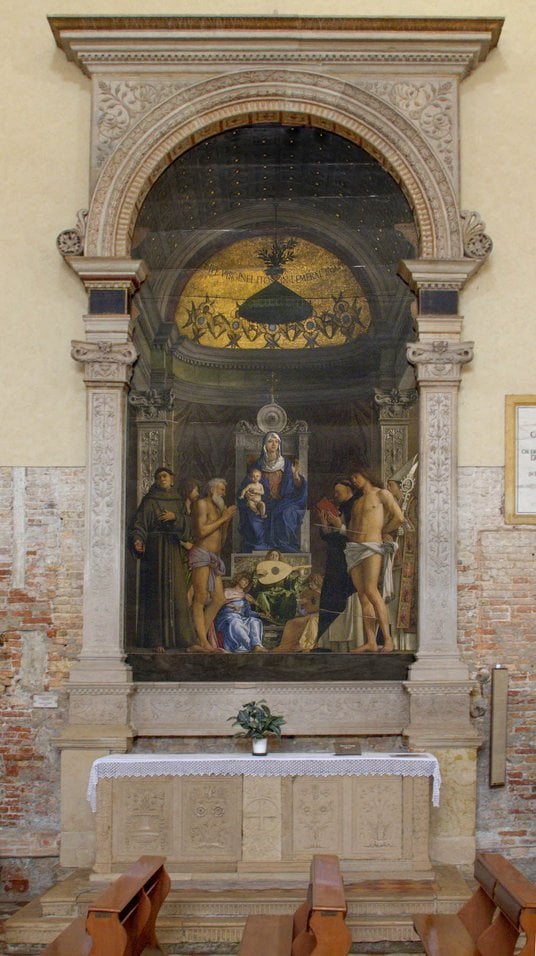 Reprodukcja dzieła Belliniego w kościele św. Hioba w Wenecji. Tu pierwotnie wisiał obraz, który obec