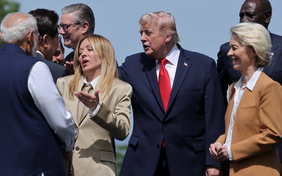 Giorgia Meloni i Donald Trump podczas szczytu G7 w Evian