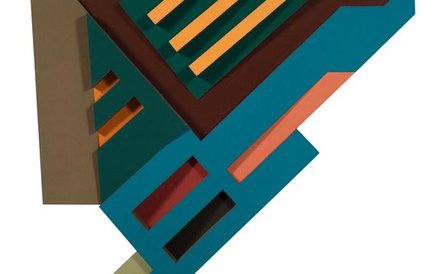 Frank Stella, Olkienniki III, 1972, tektura falista, pilśń, farba i drewno, wł. prywatna © 2015 Fran