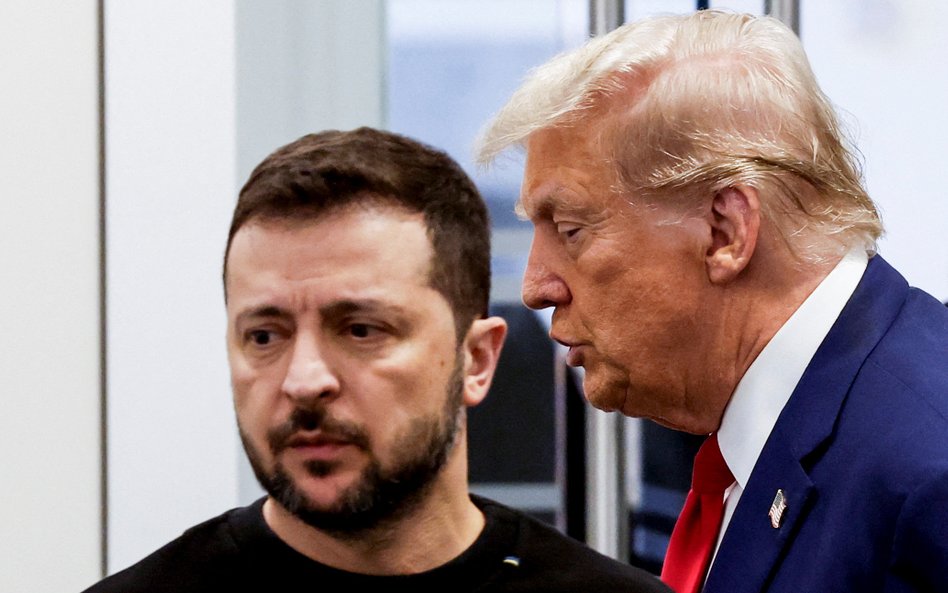 Prezydent Ukrainy Wołodymyr Zełenski i Donald Trump, były prezydent USA, kandydat republikanów w teg