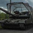 Tanques de las Fuerzas Armadas de Ucrania cerca de la frontera con Rusia en la región de Sumy