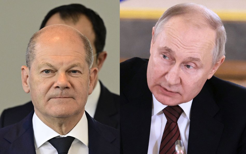 Olaf Scholz i Władimir Putin