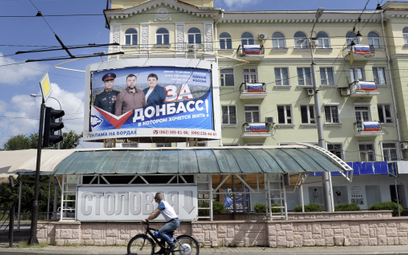Plakat wyborczy na ulicach Doniecka