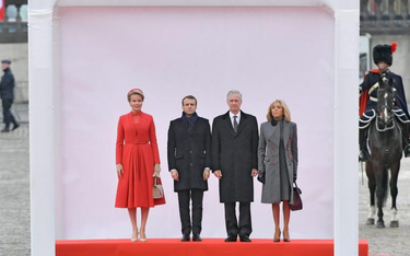 Bruksela, 19 listopada. Prezydent Francji Emmanuel Macron i król Belgów Filip wraz z małżonkami – Br