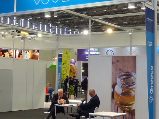 Stoisko Grecji na targach Anuga w Kolonii w 2021 r.