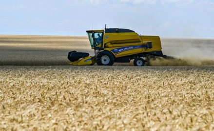 Zbiór pszenicy ozimej na polu w obwodzie zaporoskim na południowym wschodzie Ukrainy