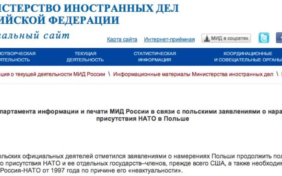 Rosyjski MSZ: „destrukcyjne” działania Polski