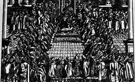 Sejm lubelski, 1569: Zygmunt August na tronie, senatorowie na ławach, panowie szlachta wkoło