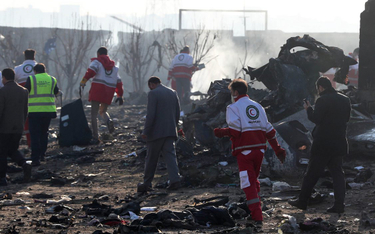 Irańscy ratownicy wśród szczątków samolotu