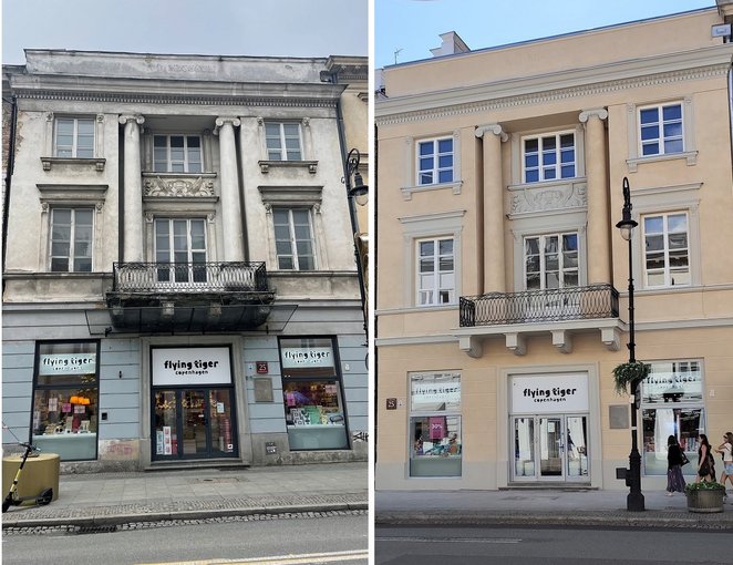 Prace renowacyjne, które rozpoczęły się w 2024 w podwórzu zakończyły się restauracją elewacji fronto