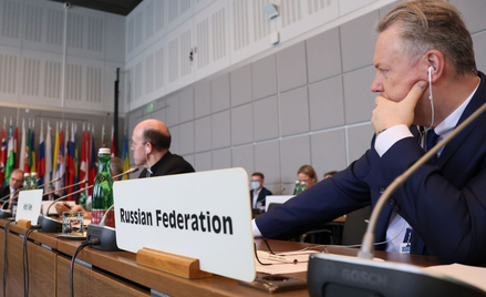 Ambasador Federacji Rosyjskiej przy OBWE Aleksander Łukaszewicz  podczas posiedzenia Stałej Rady OBW