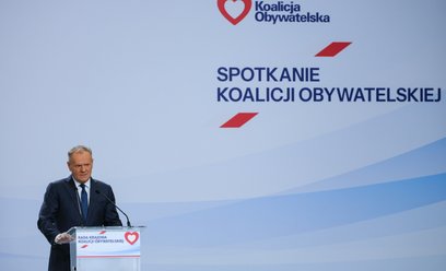Premier Donald Tusk na Radzie Krajowej Koalicji Obywatelskiej w Warszawie.