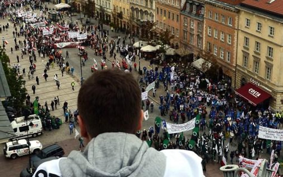 Protest związkowców w Warszawie