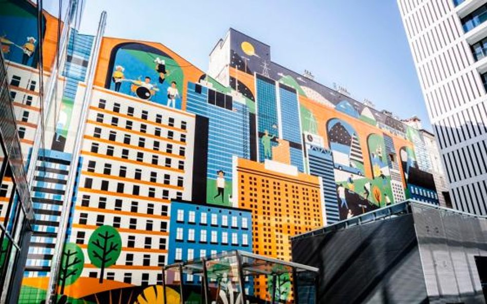 Atrium 2 w Warszawie i towarzyszący mu mural – najemcy muszą mieć także ciekawy widok z okien biura.
