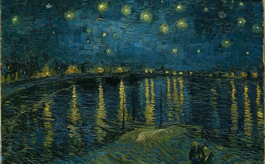 Obraz Vincenta Van Gogha „Gwiaździsta noc nad Rodanem”.l