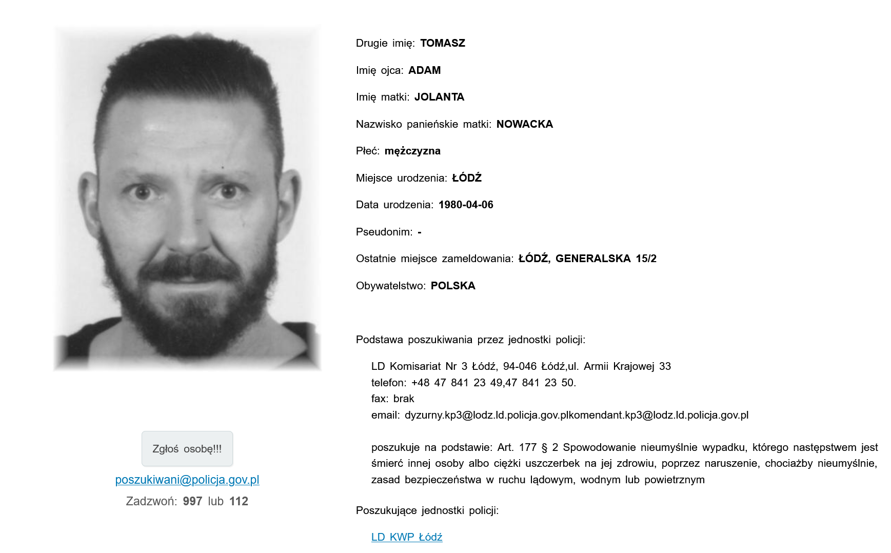 Adwokat od „trumien na kółkach” poszukiwany przez policję