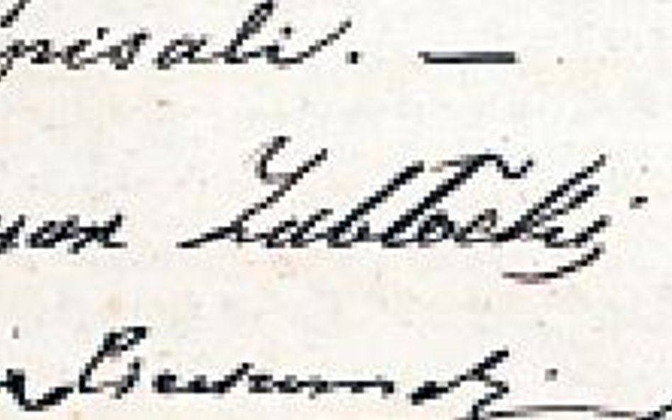 Powiększony podpis z aktu ślubu