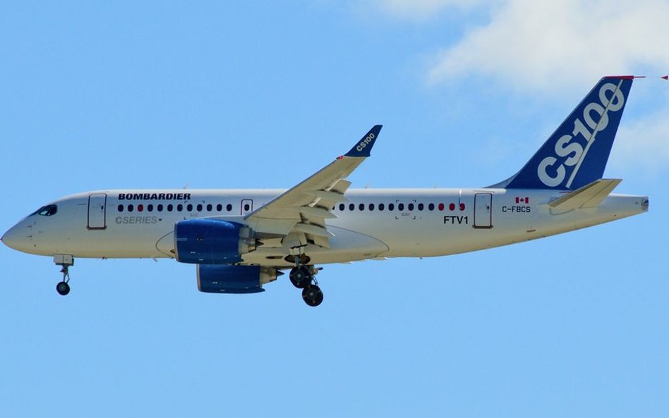 Bombardier CS100 blisko Londyn-City