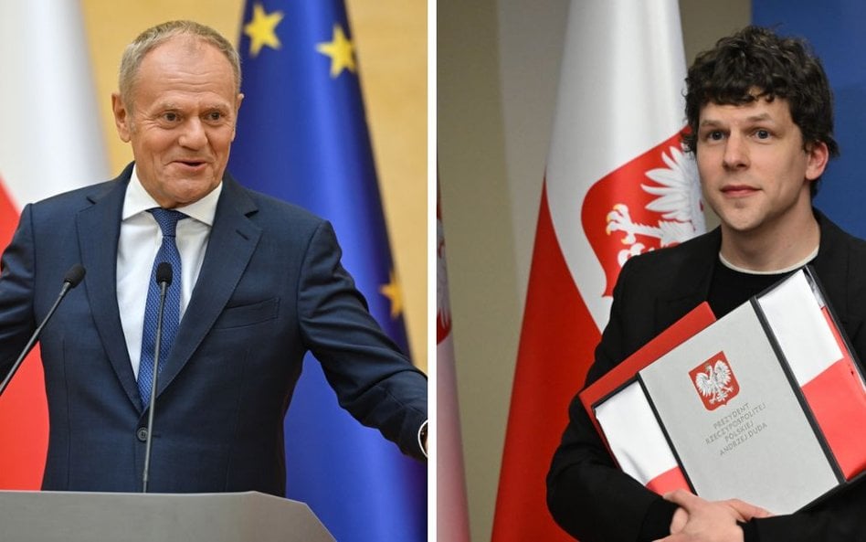 Donald Tusk i Jesse Eisenberg