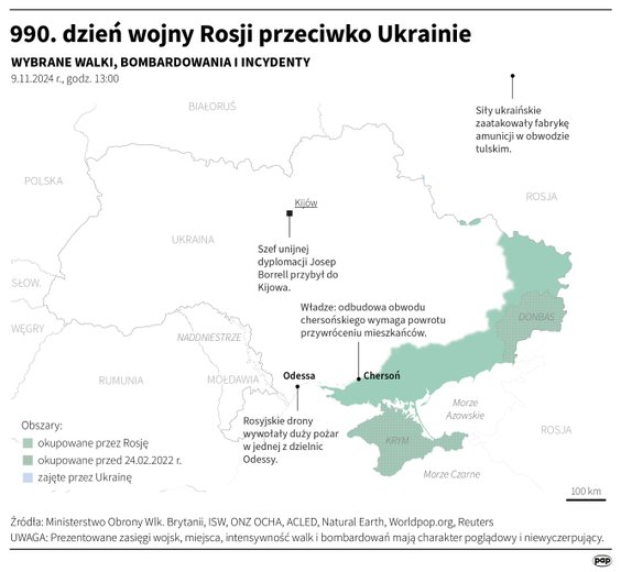 Tak wyglądała sytuacja na Ukrainie w 990. dniu wojny