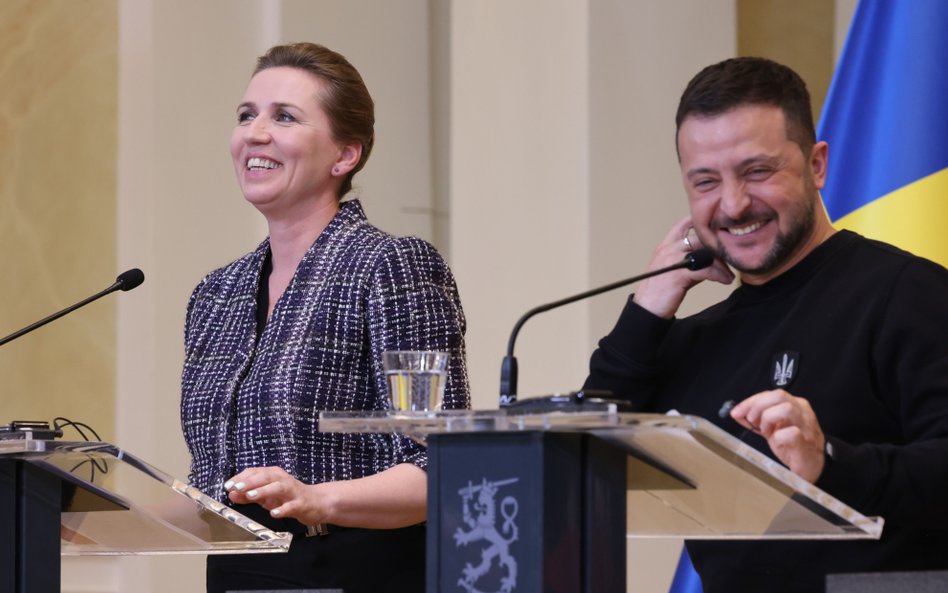 Mette Frederiksen, premier Danii i Wołodymyr Zełenski, prezydent Ukrainy, podczas wspólnej konferenc