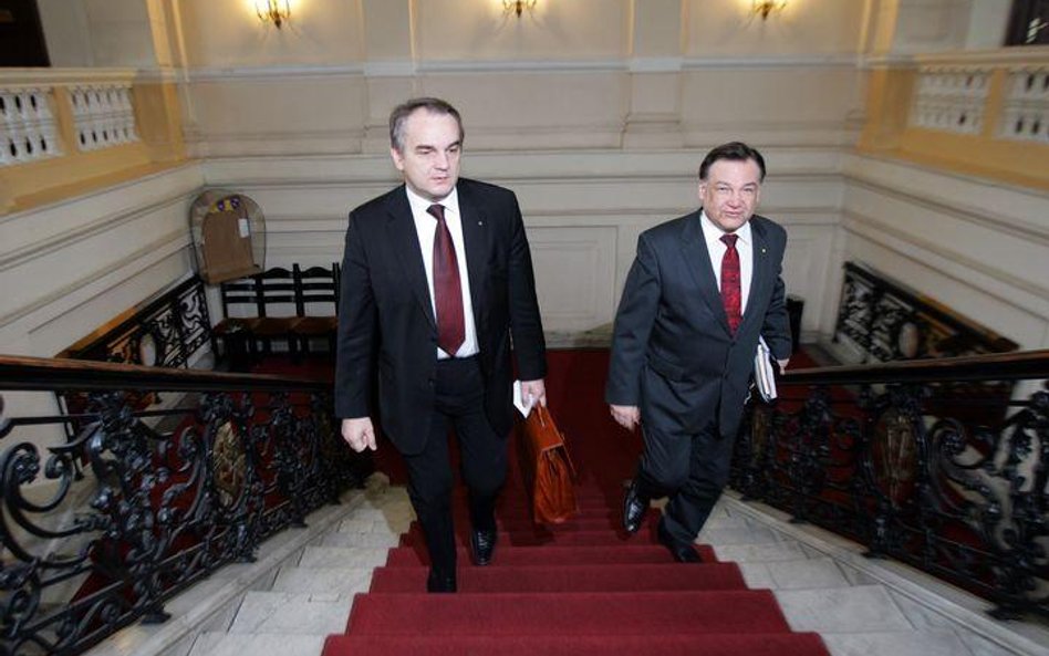 Rada naczelna PSL - Wicepremier Waldemar Pawlak i marszałek województwa mazowieckiego Adam Struzik, 