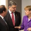 Prezydenci François Hollande i Petro Poroszenko wraz z kanclerz Angelą Merkel