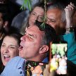 Kandydat na prezydenta Brazylii Flavio Bolsonaro z Partii Liberalnej oraz jego współpracownicy po og