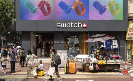 Sklep Swatch przy Russell Street w dzielnicy Causeway Bay w Hongkongu w Chinach