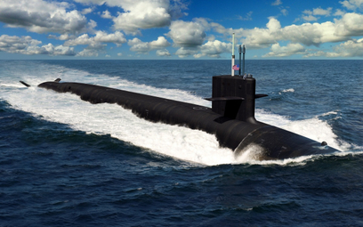 Wizja atomowego okrętu podwodnego nosiciela strategicznych pocisków balistycznych typu Columbia. Rys